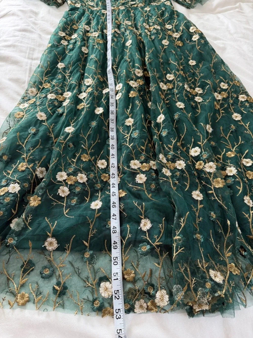 Baltic Born Arabella Embroidered Tulle Maxi Dress Size XL Dark Green and Gold - Picture 12 of 13